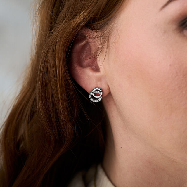 Olivia Burton Classic Interlink Drop Studs Silver