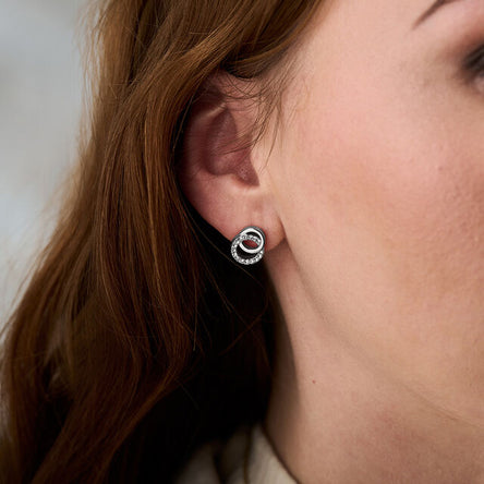 Olivia Burton Classic Interlink Drop Studs Silver