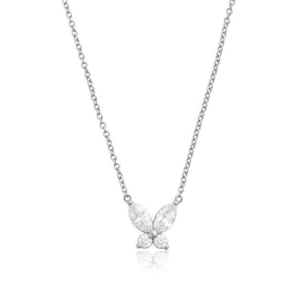 Olivia Burton Sparkle Butterfly Marquise Butterfly Necklace Silver
