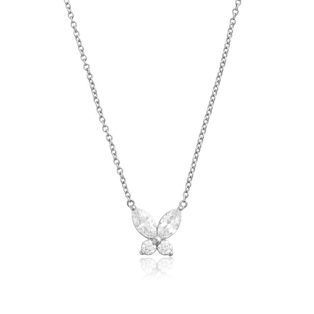 Olivia Burton Sparkle Butterfly Marquise Butterfly Necklace Silver