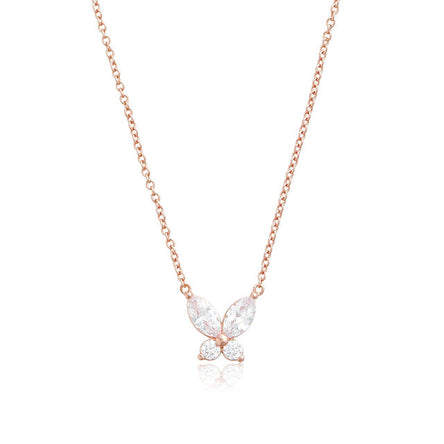 Olivia Burton Sparkle Butterfly Marquise Butterfly Necklace Rose Gold