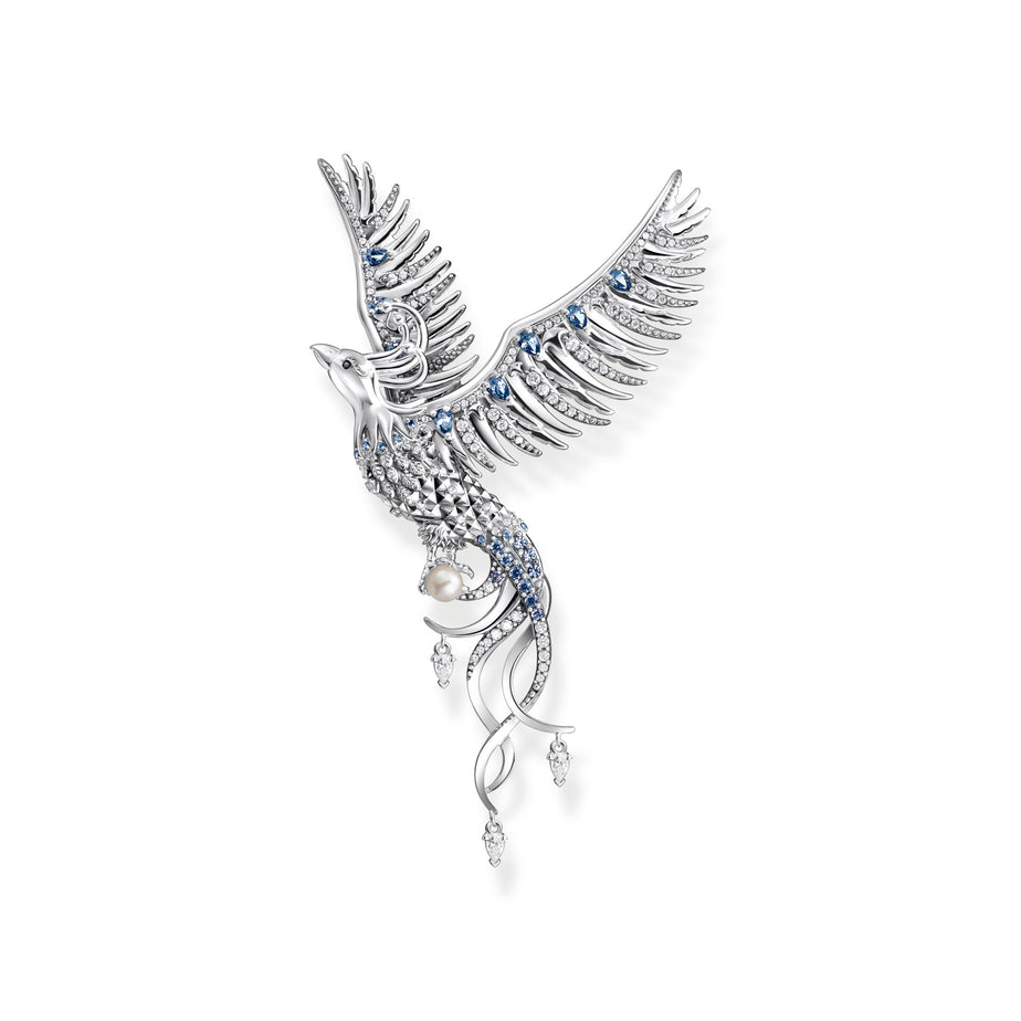 Thomas Sabo Silver Phoenix Pendant With Blue Stones