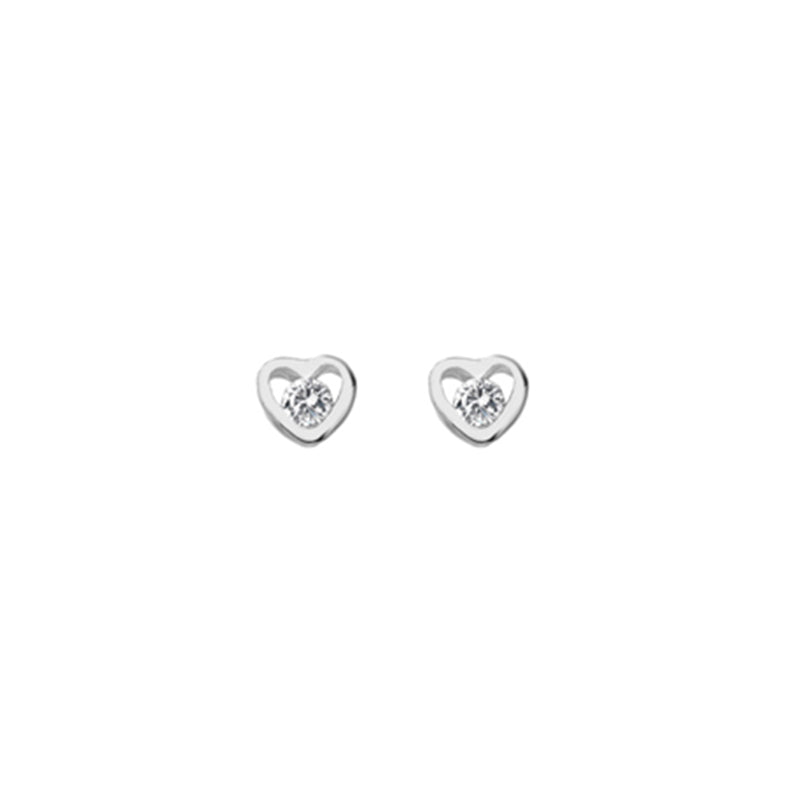Sterling Silver & Crystal Heart Shape Stud Earrings