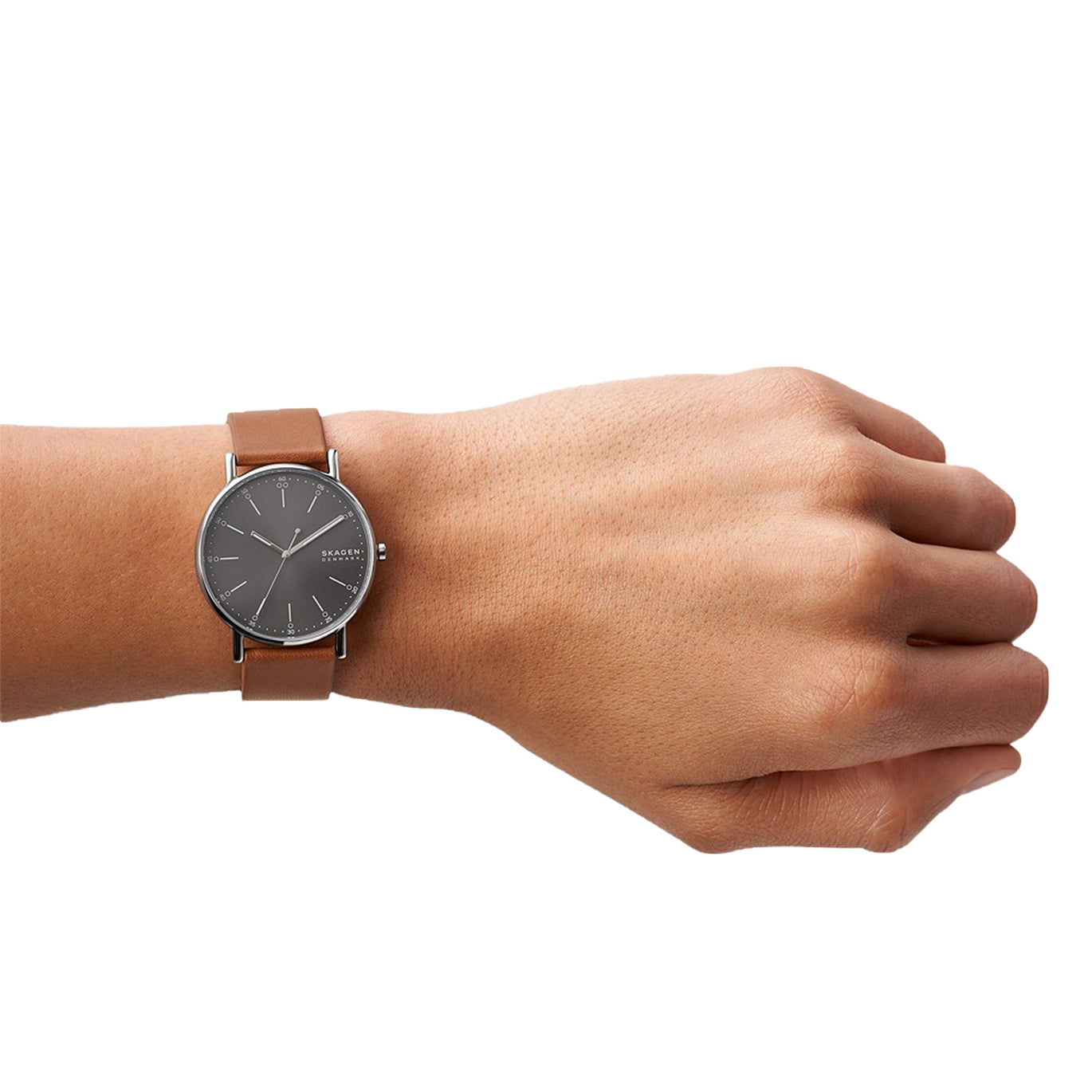 Skagen Signatur Three-Hand Brown Leather Watch