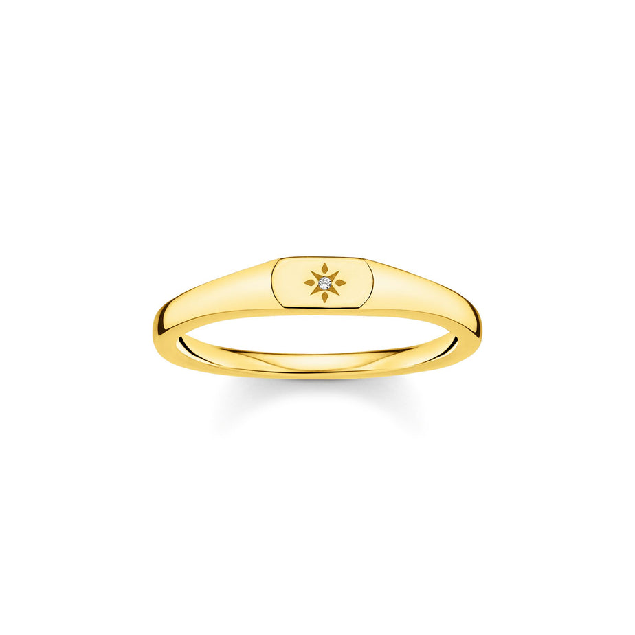 Thomas Sabo Ring Engraved Star Yellow Gold