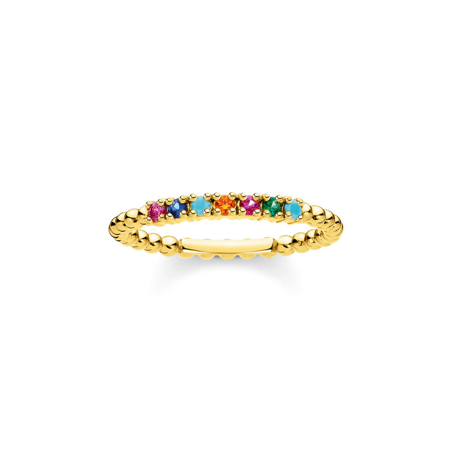Thomas Sabo Ring Dots with Colourful Stones Yellow Gold