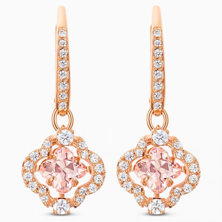 Swarovski Sparkling Dance Clover Pierced Earrings, Pink, Rose-Gold Tone Plated