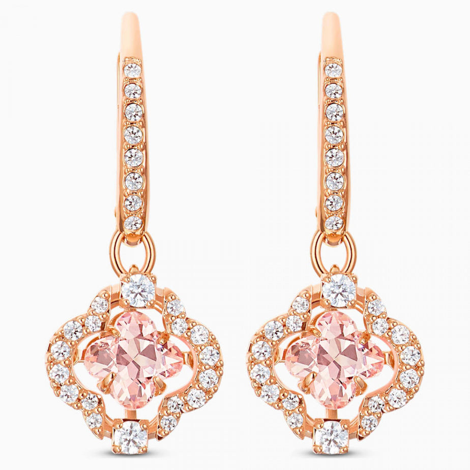 Swarovski Sparkling Dance Clover Pierced Earrings, Pink, Rose-Gold Tone Plated