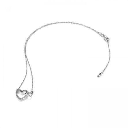 Hot Diamonds Togetherness Silver Open Hearts Necklace