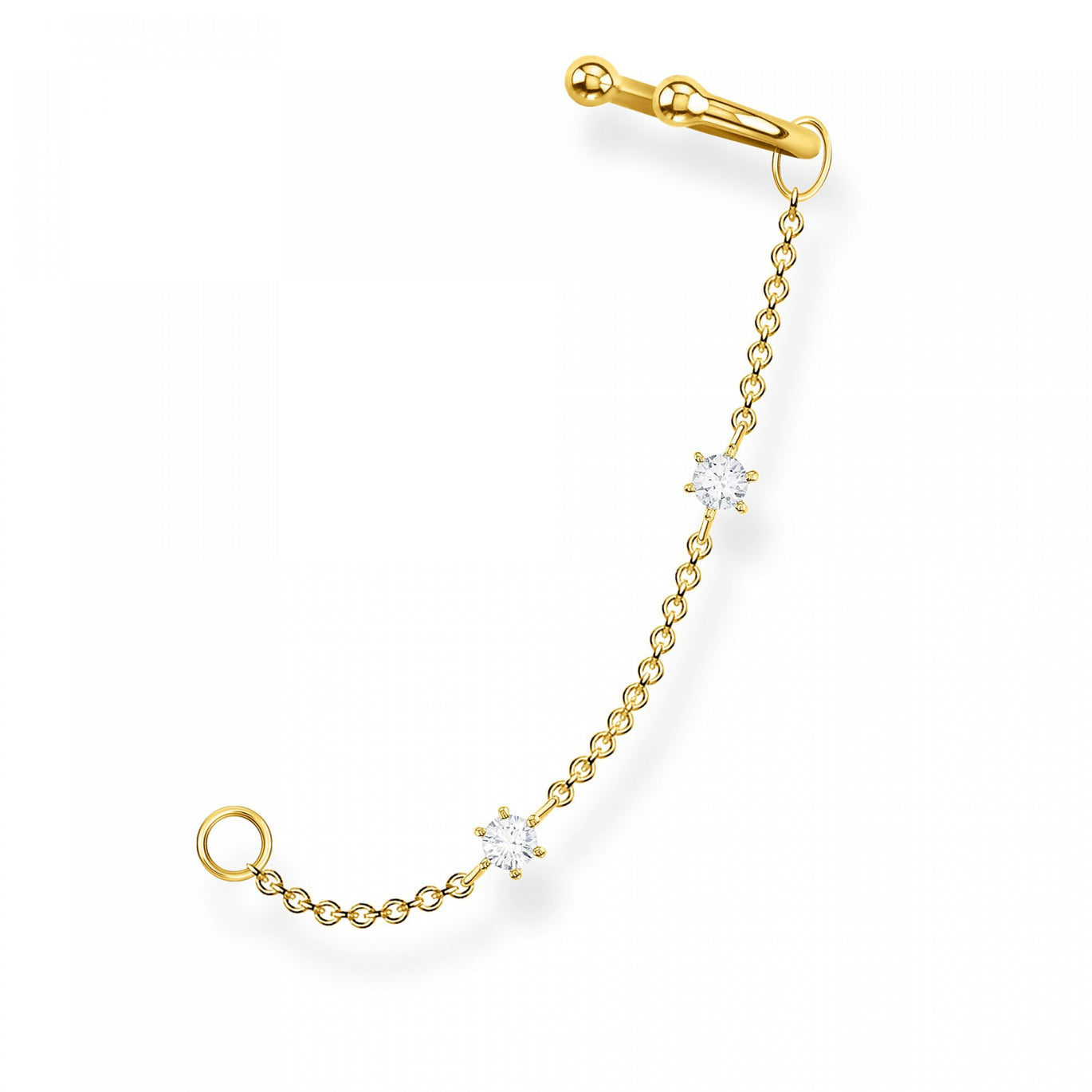 Thomas Sabo Single Ear Cuff White Stones with Anchor Chain Yellow Gold