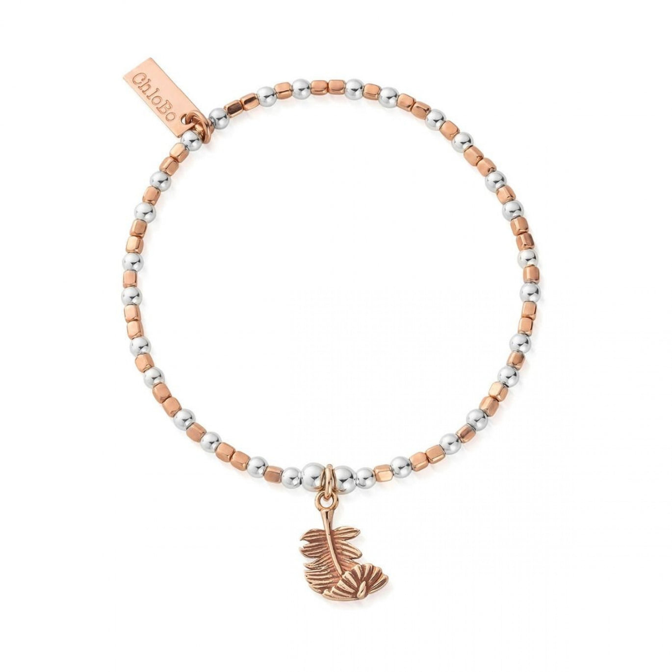ChloBo Curved Feather Bracelet Rose Gold and Silver