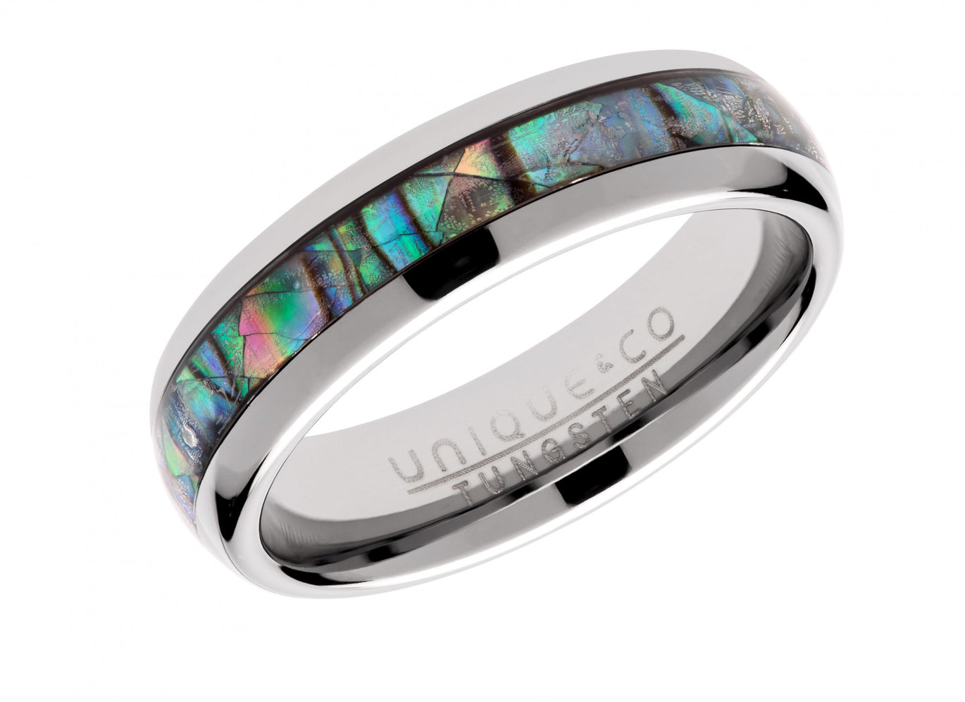 Unique & Co Tungsten Carbide with Ablone Shell Inlay
