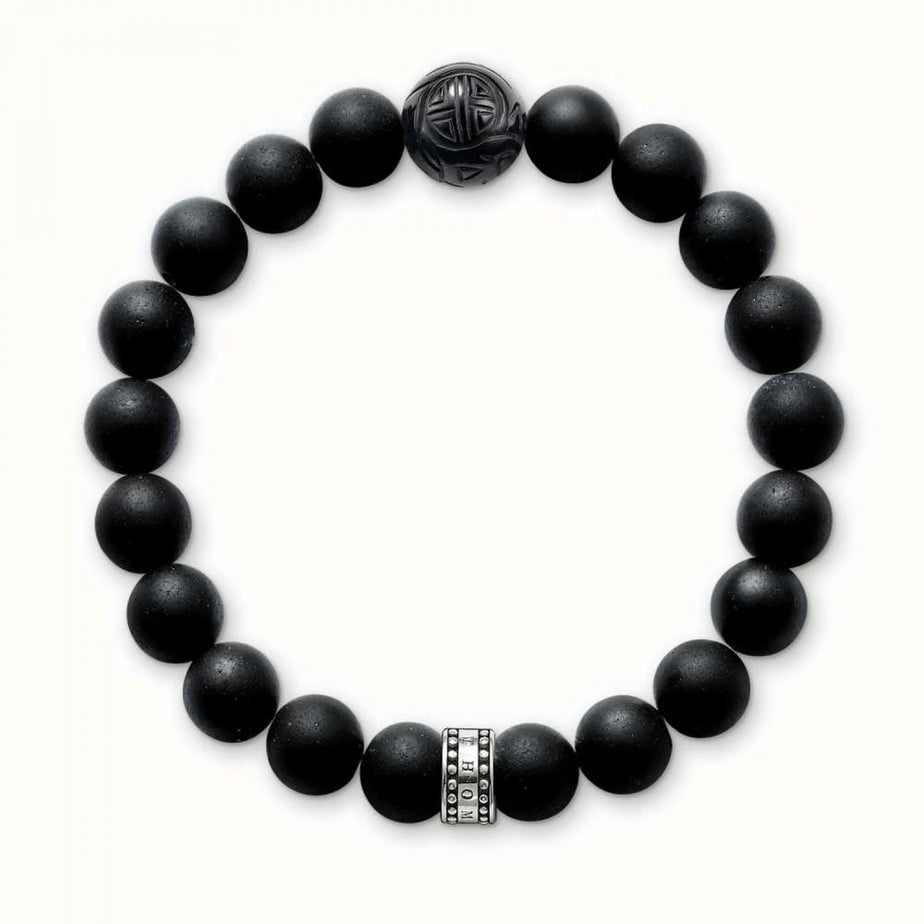 Thomas Sabo Matte Black Obsidian Bead Bracelet