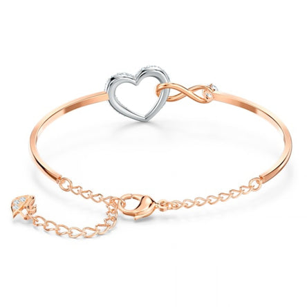 Swarovski Infinity Heart Bangle, White, Mixed Metal Finish