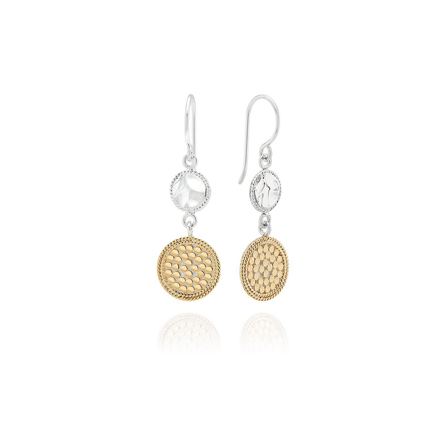 Anna Beck Hammered Drop Earrings - Silver & Gold