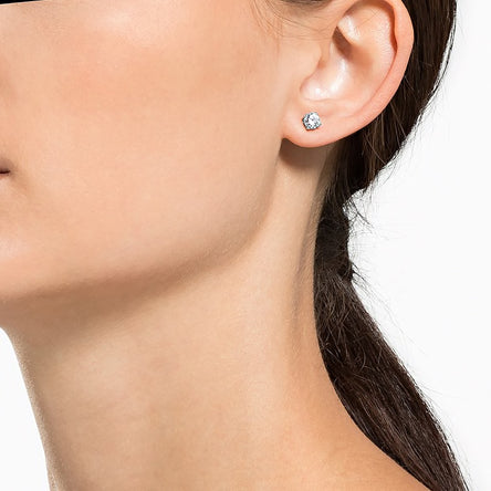 Swarovski Attract Stud Pierced Earrings, White, Rhodium Plated
