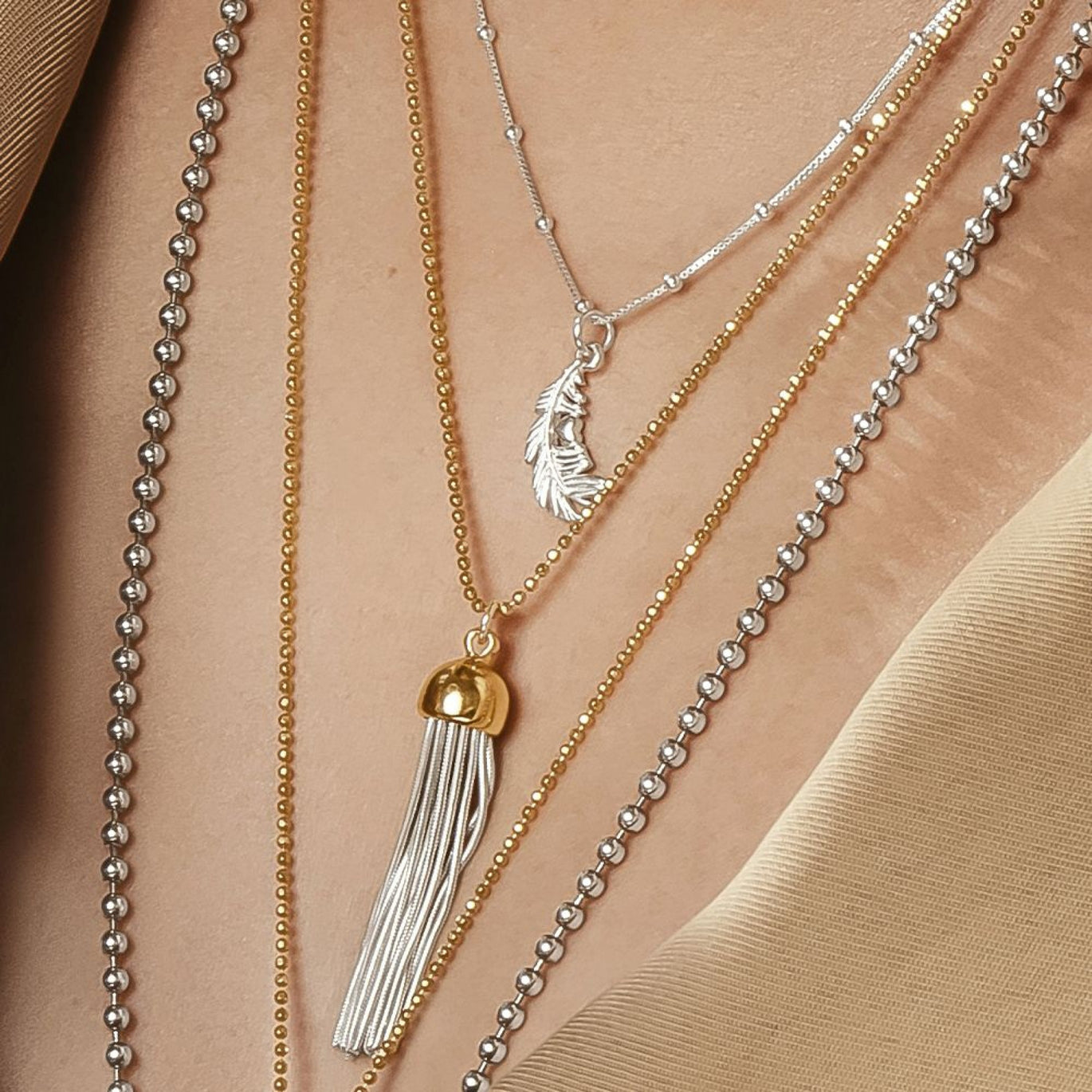 ChloBo Bobble Chain Heart In Feather Necklace