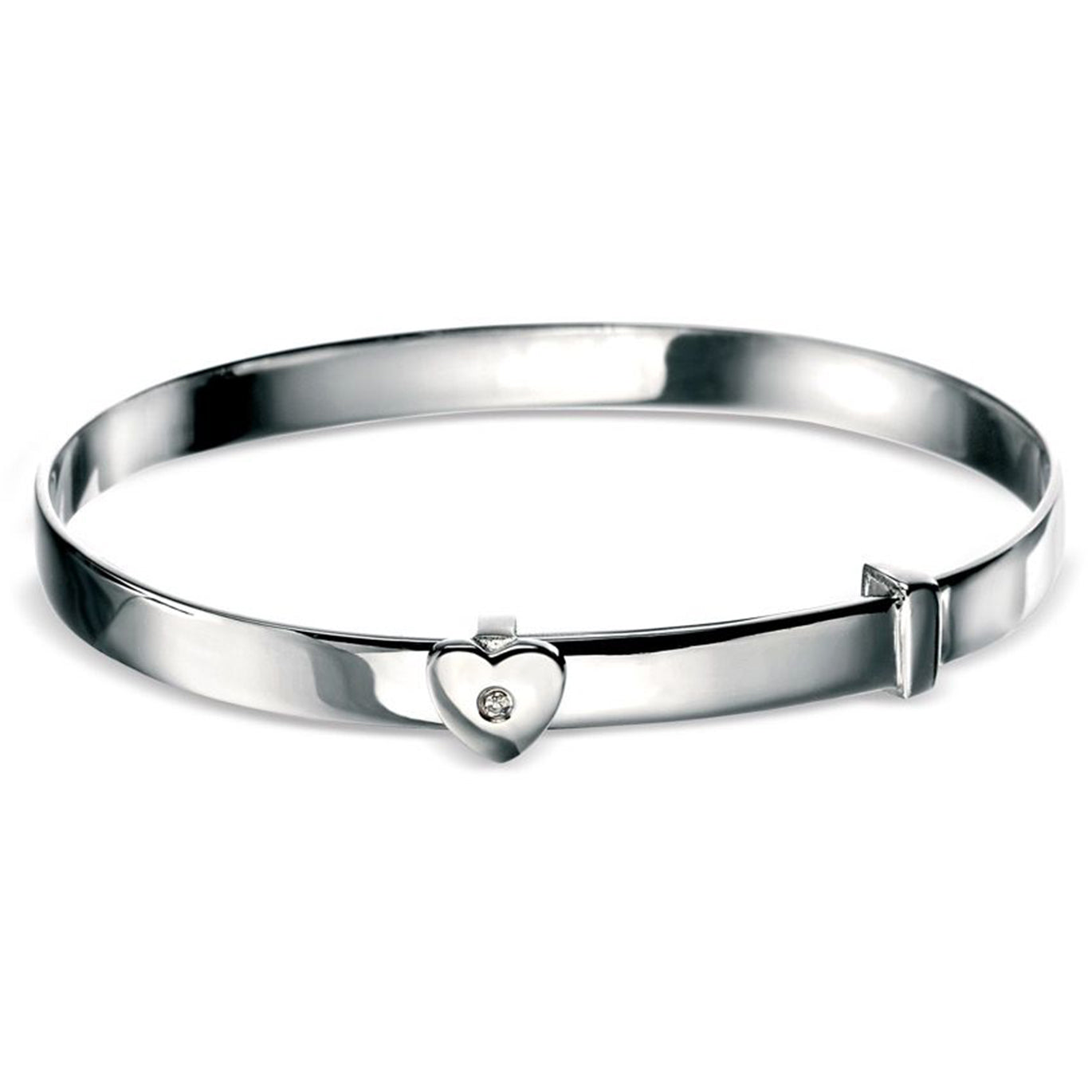 D For Diamond Silver Heart Baby Bangle