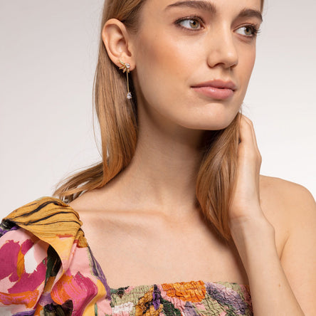 Thomas Sabo Leaves Earrings with Chain, Gold