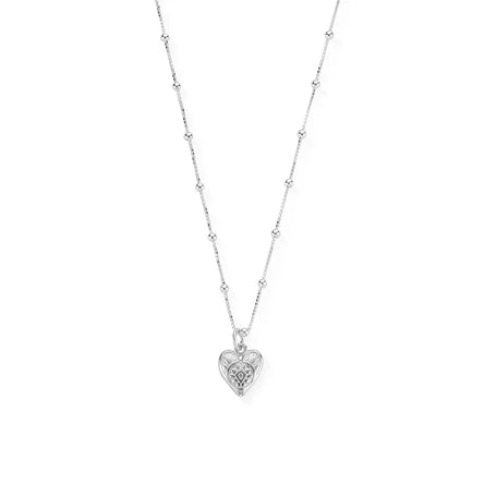 ChloBo Silver Bobble Chain Decorated Heart Necklace