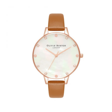 Olivia Burton Demi Mother Of Pearl Dial Tan & Rose Gold Watch