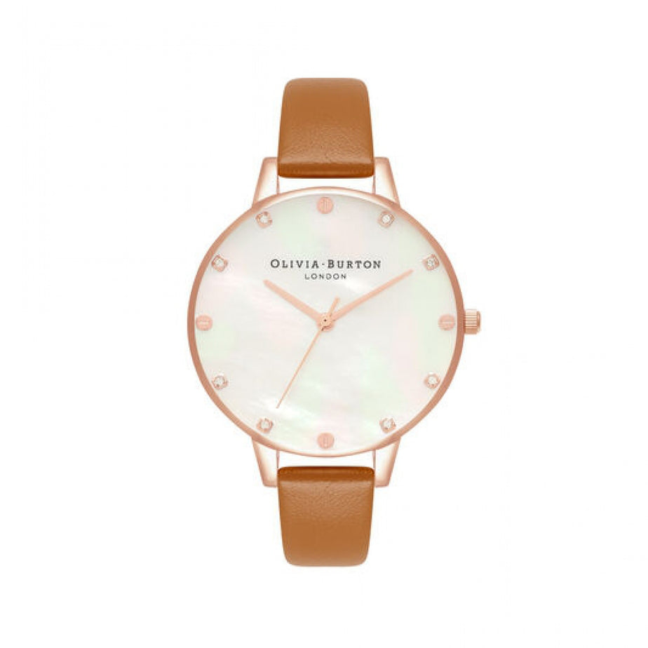Olivia Burton Demi Mother Of Pearl Dial Tan & Rose Gold Watch