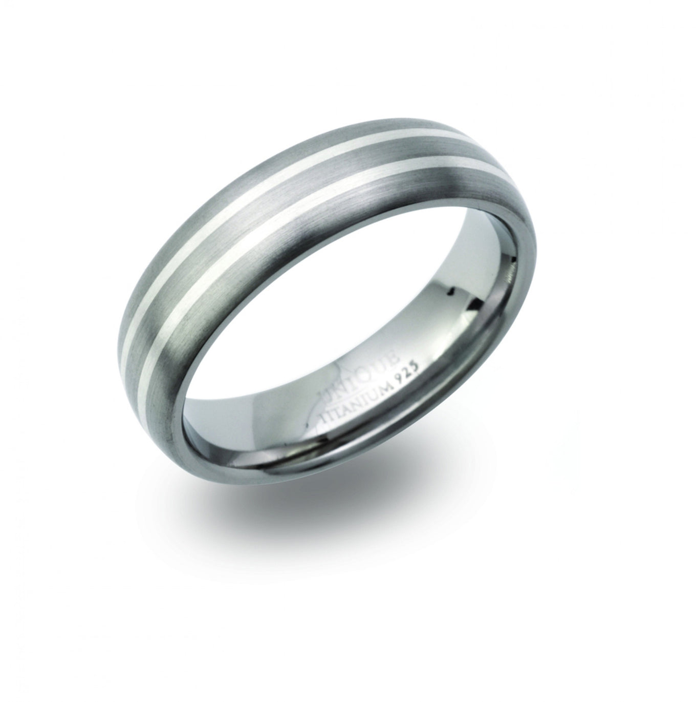 Mens Titanium and Silver 6mm Ring