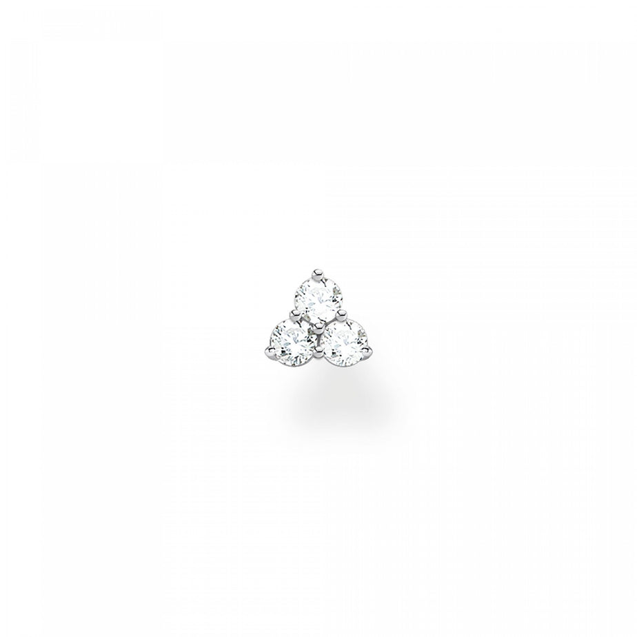 Thomas Sabo Single Ear Stud Three White Stones, Silver