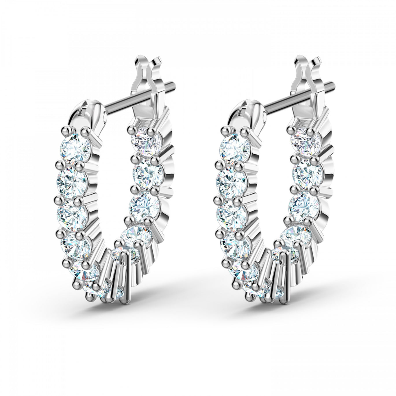 Swarovski Vittore Mini Hoop Pierced Earrings, White, Rhodium Plated