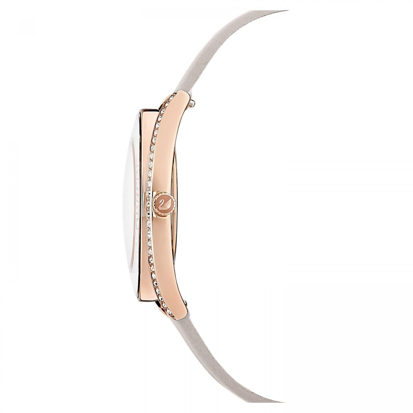 Swarovski Crystalline Aura Watch, Rose-Gold Tone, Grey Leather Strap