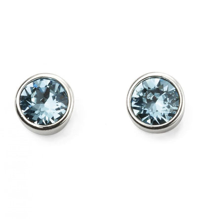 March Birthstone Aquamarine Crystal Stud Earrings