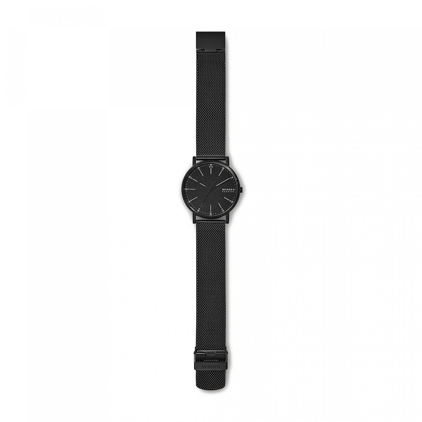 Skagen Signatur Three-Hand Black Steel-Mesh Watch