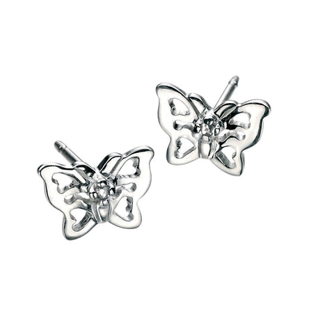 D For Diamond Silver Filigree Butterfly Earrings