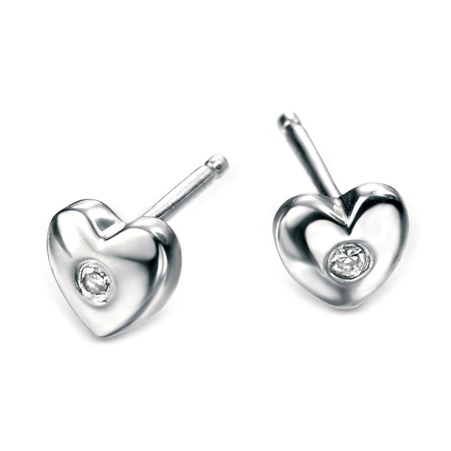 D For Diamond Silver Heart Earrings