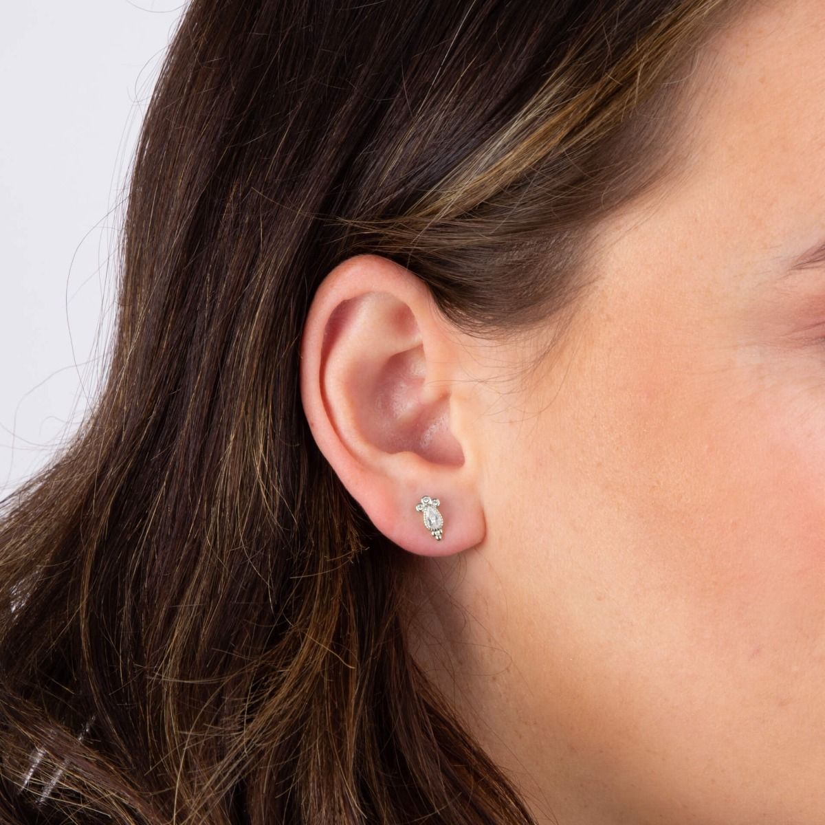 Silver Millegrain Edge Teardrop Earrings