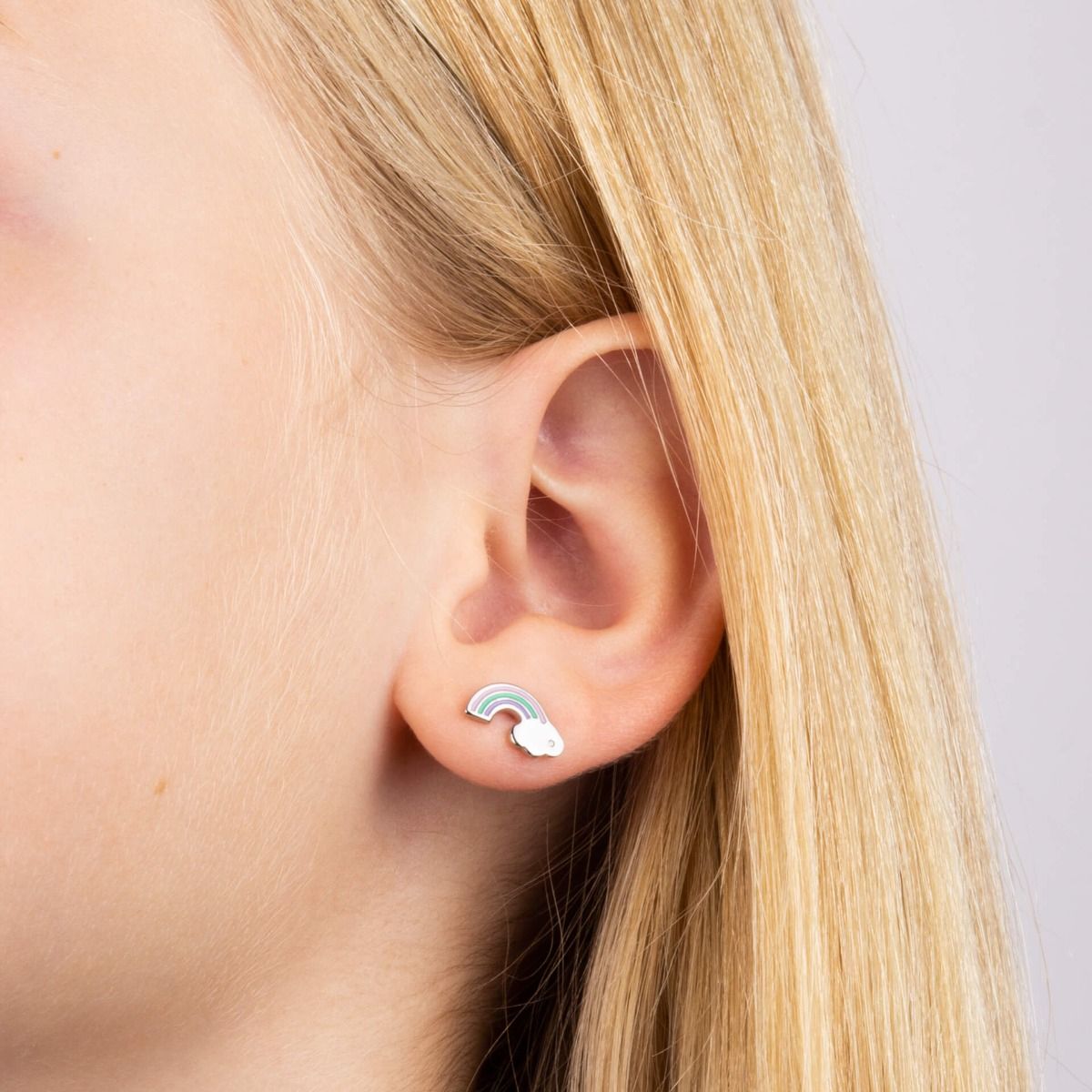 D for Diamond Rainbow Stud Earrings