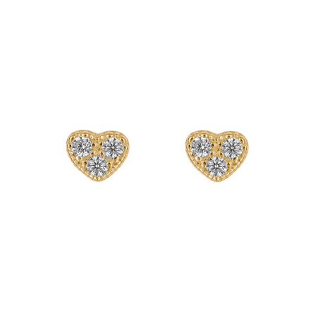 Gold Heart Stud Earrings