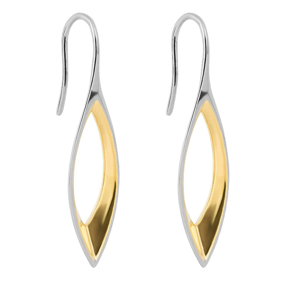 Fluid Navette Drop Earrings with Yellow Gold Plating