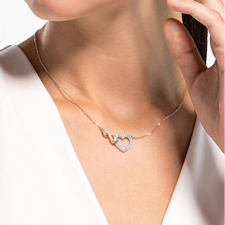 Swarovski Infinity Heart Necklace, White, Mixed Metal