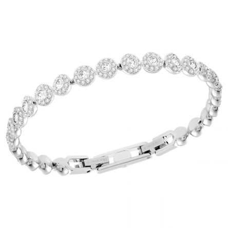 Swarovski Una Angelic Tennis bracelet Round cut, Small, White, Rhodium plated