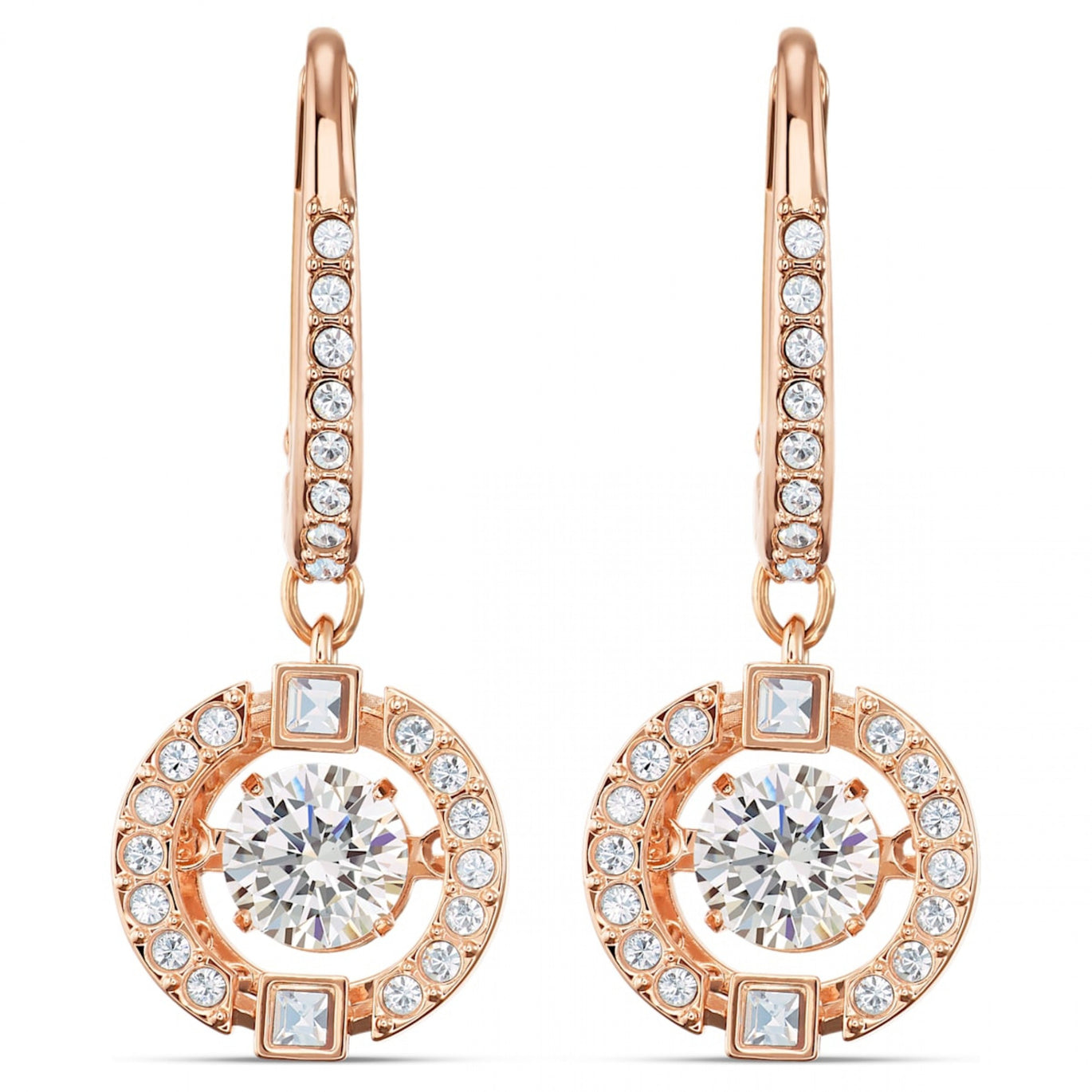 Swarovski Sparkling Dance Pierced Earrings, White, Rose-Gold Tone Plated