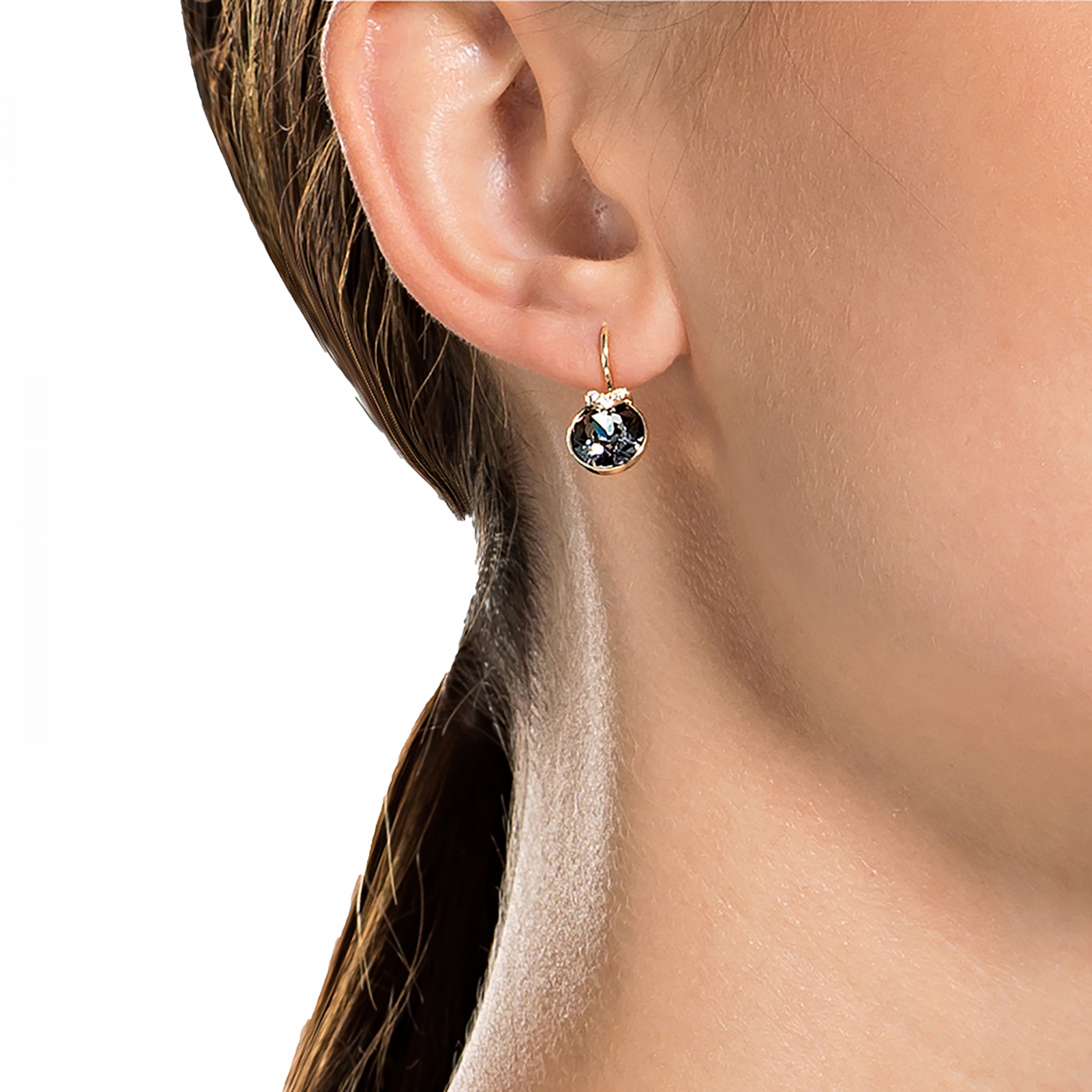 Swarovski Bella V Pierced Earrings, Grey, Rose-Gold Tone Plated