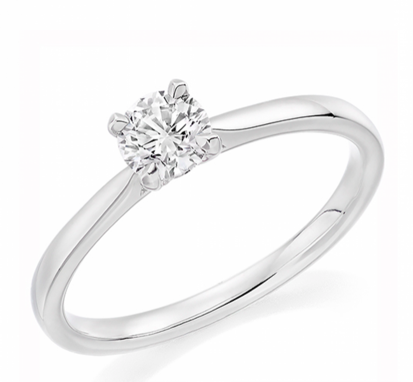 Platinum Round-Brilliant Solitaire Natiral Diamond Engagement Ring