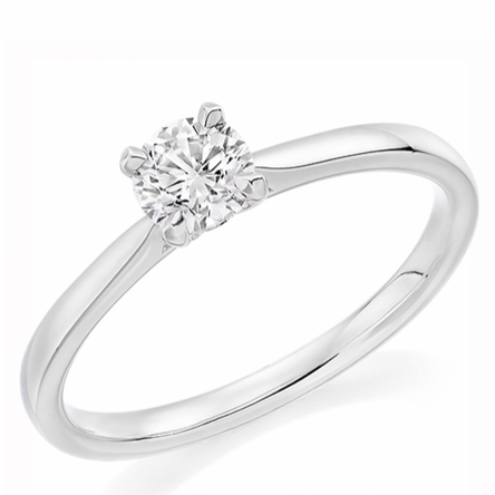 Platinum Round-Brilliant Solitaire Natiral Diamond Engagement Ring