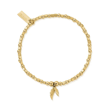 ChloBo Yellow Gold Mini Cube Double Feather Bracelet