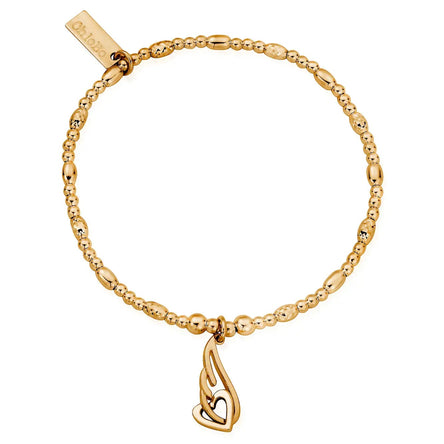 ChloBo Gold Interlocking Heart And Angel Wing Bracelet