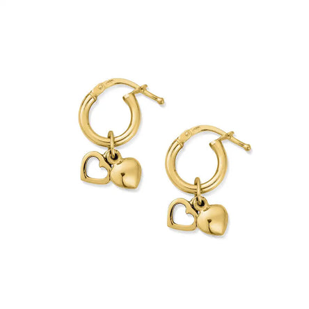 ChloBo Double Heart Small Hoop Earrings Gold