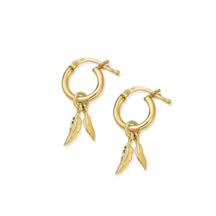 ChloBo Gold Double Feather Small Hoop Earrings