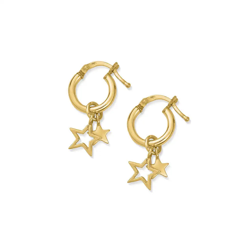 ChloBo Double Star Small Hoop Earrings Gold