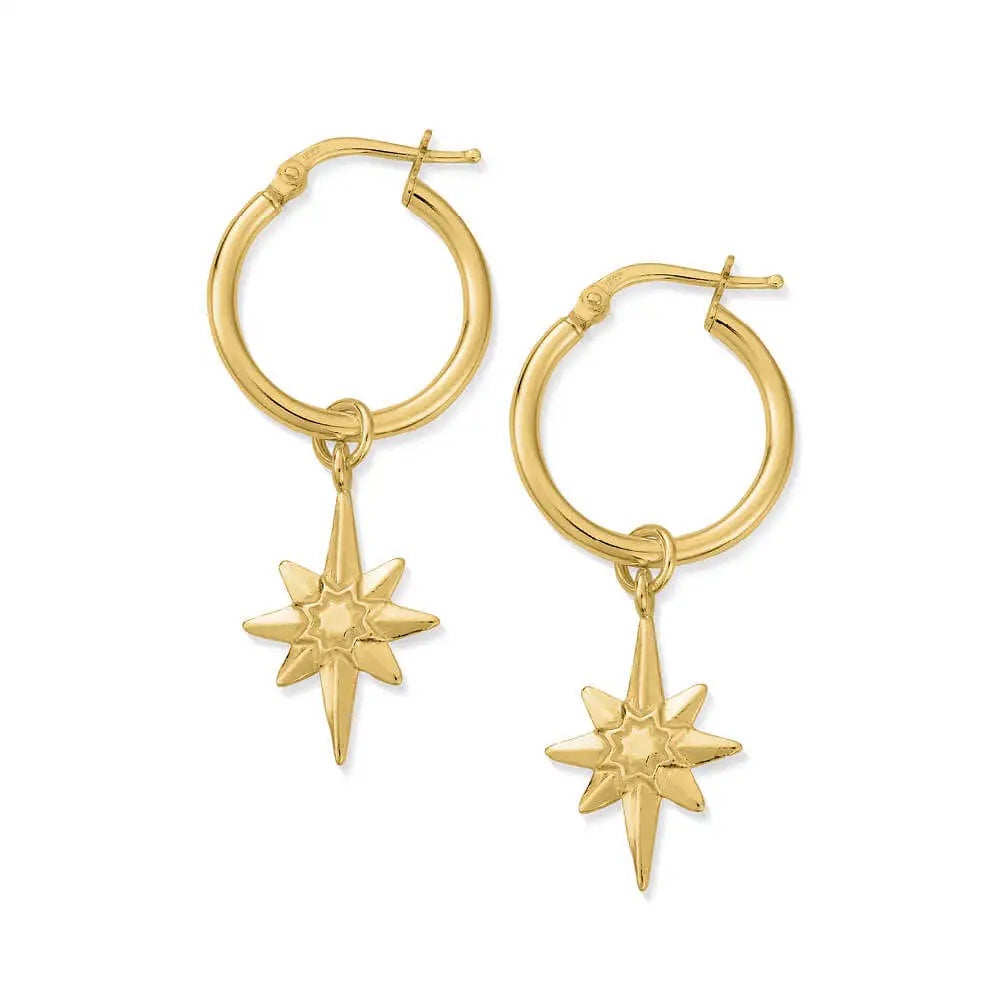ChloBo Yellow Gold Lucky Star Hoop Earrings